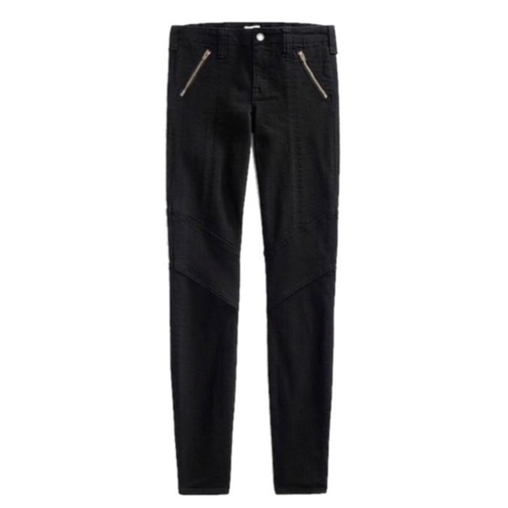 J. Crew Black Zip Utility Moto Skinny Jeans